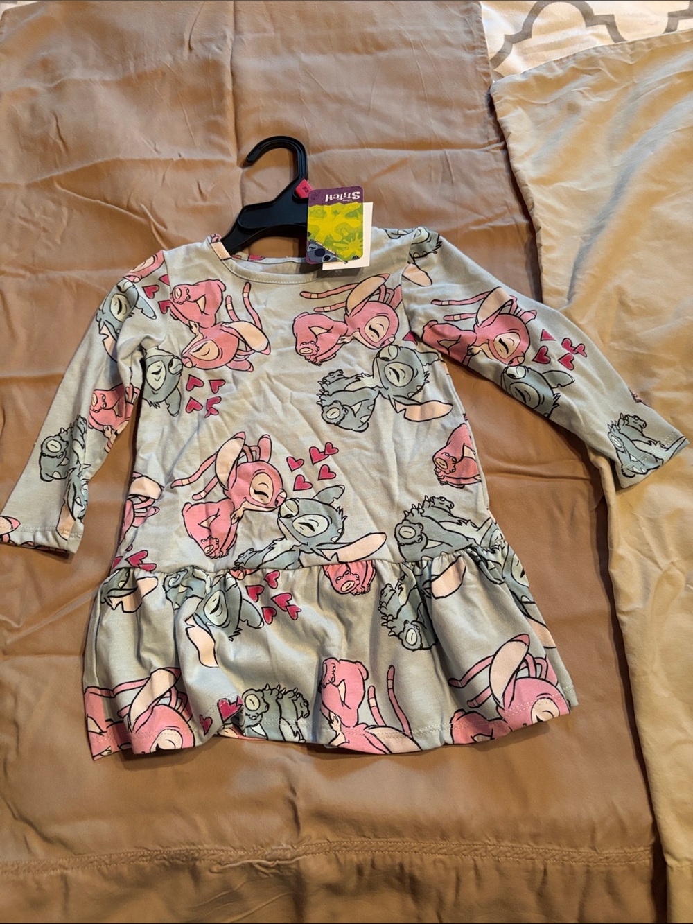 Disney Pink and Gray Stitch Peplum Dress - 8 month NWT